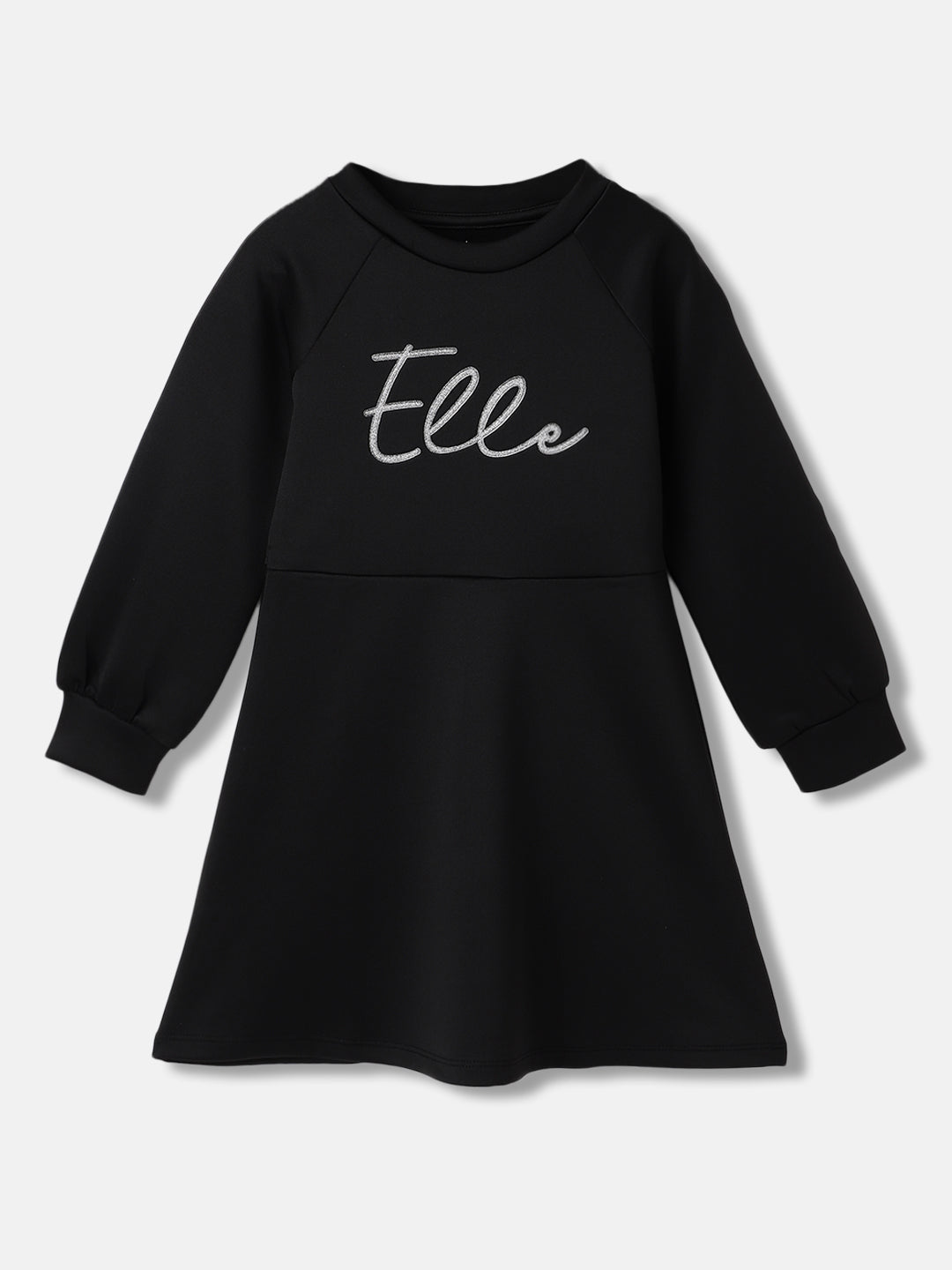 Elle Girls Solid Full Sleeves Round Neck Dress