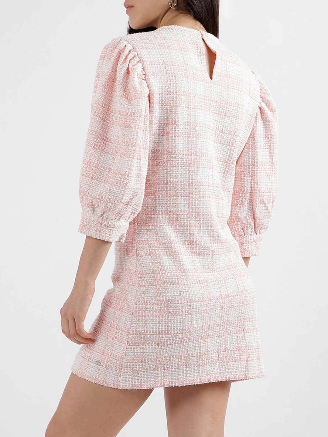 Elle Women Solid 3/4 Sleeves Round Neck Dress