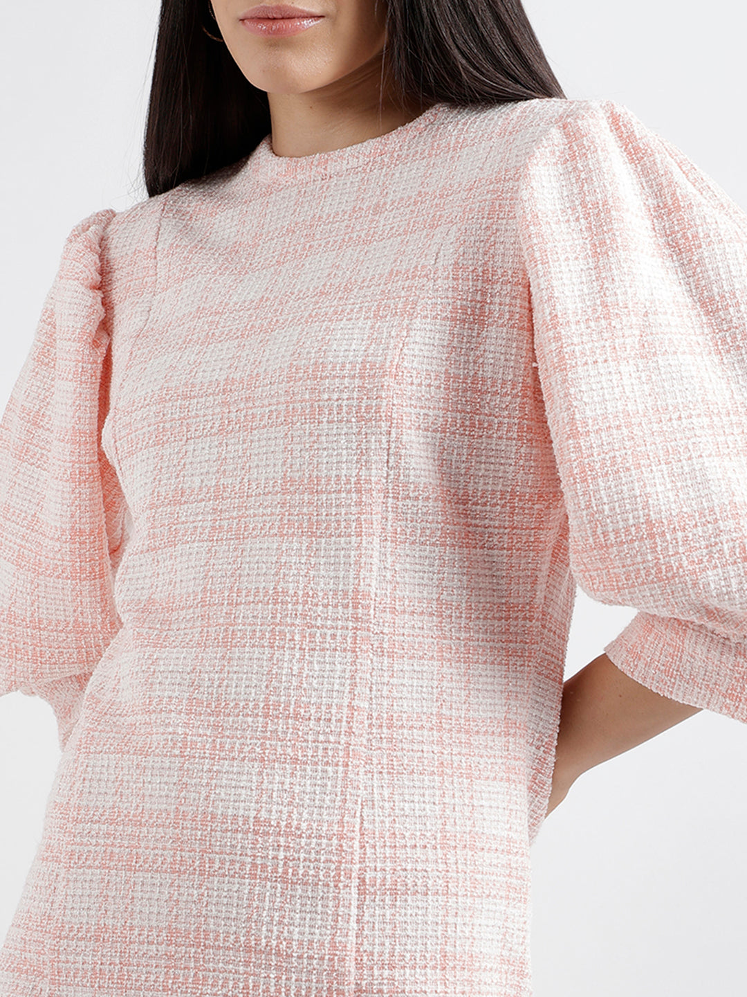 Elle Women Solid 3/4 Sleeves Round Neck Dress