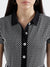 Elle Women Checked Short Sleeves Shirt Collar Jumpsuit