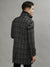 Iconic Men Black Checked Spread Collar Long Sleeves Overcoat