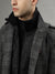 Iconic Men Black Checked Spread Collar Long Sleeves Overcoat