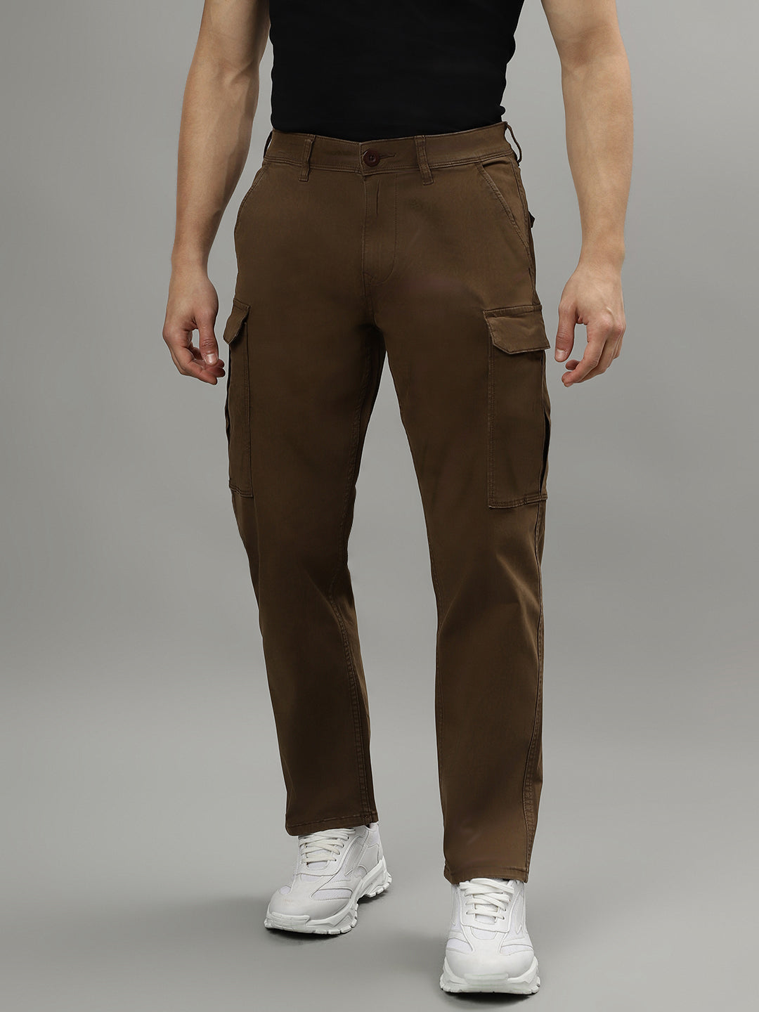 Shop Iconic Men Solid Mid-rise Regular Fit Cargo Trousers Online – Iconic  India
