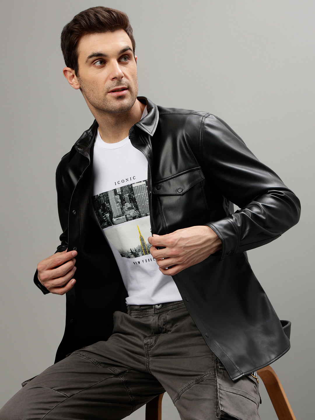 Shop Iconic Black Fashion Regular fit Shirts Online – Iconic India