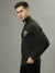 Iconic Men Solid Stand Collar Long Sleeves Half Zipper Sweater