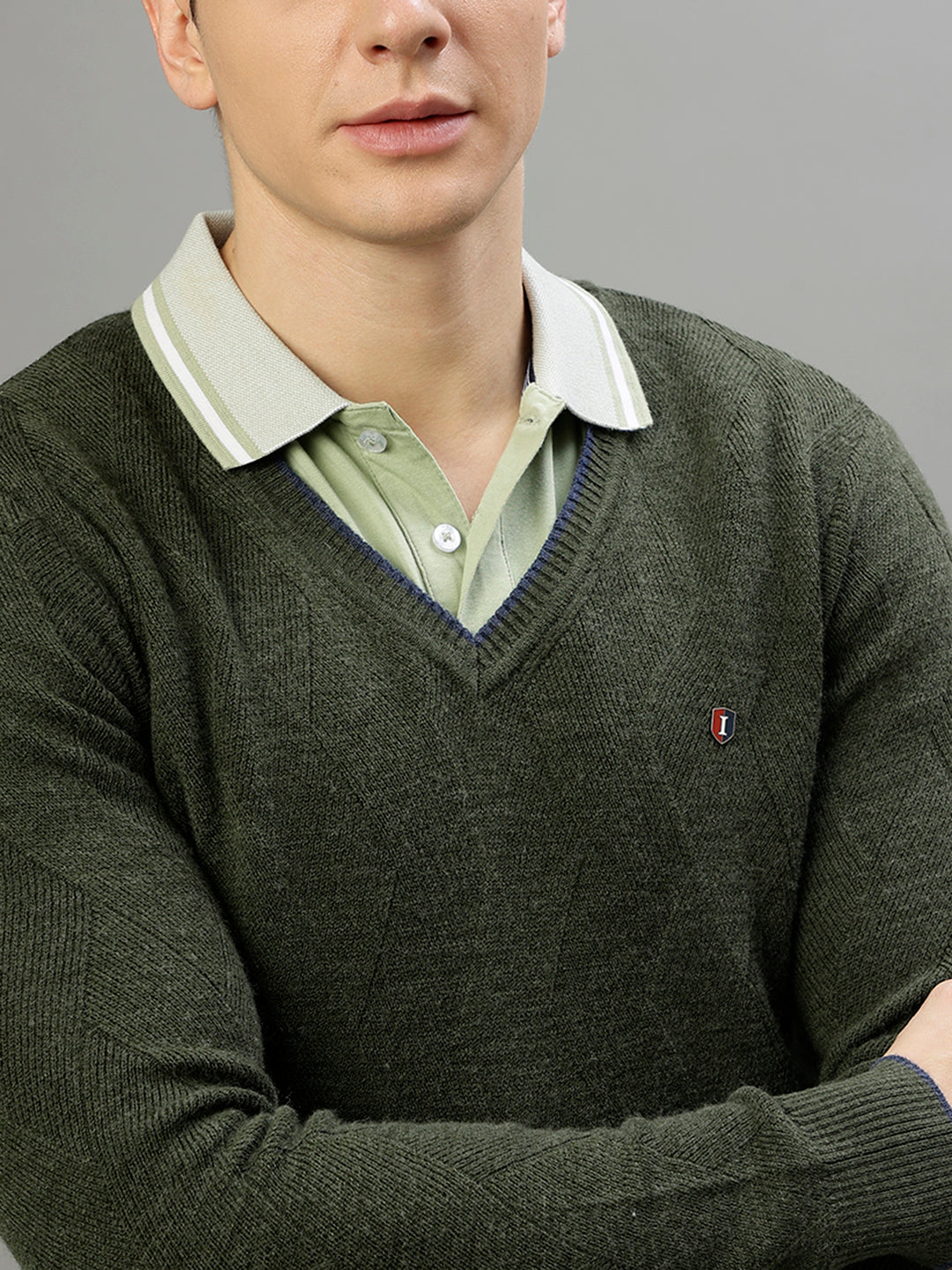 Iconic Men Solid V Neck Full Sleeves Sweater