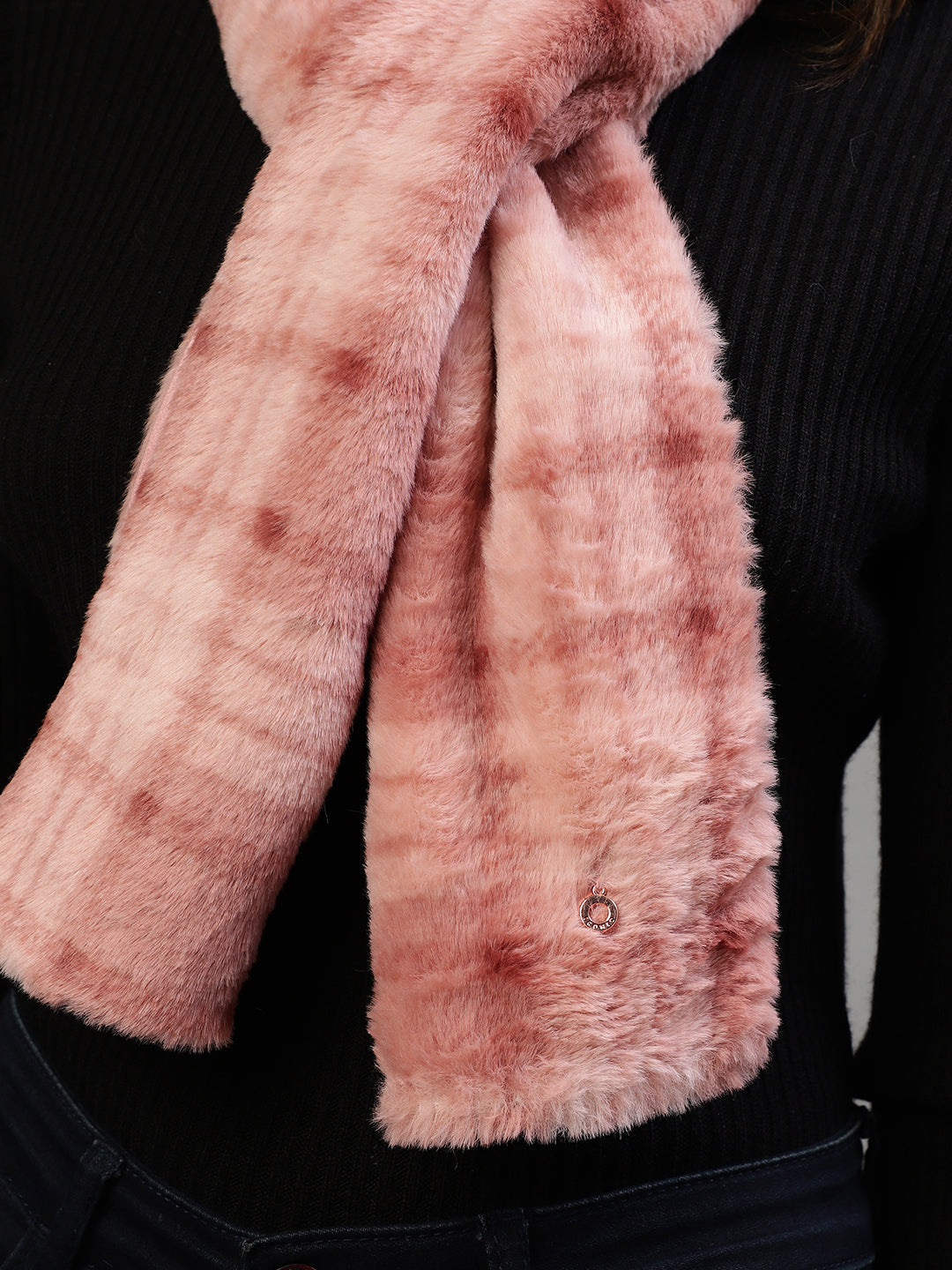 Iconic Women Pink Checked Muffler