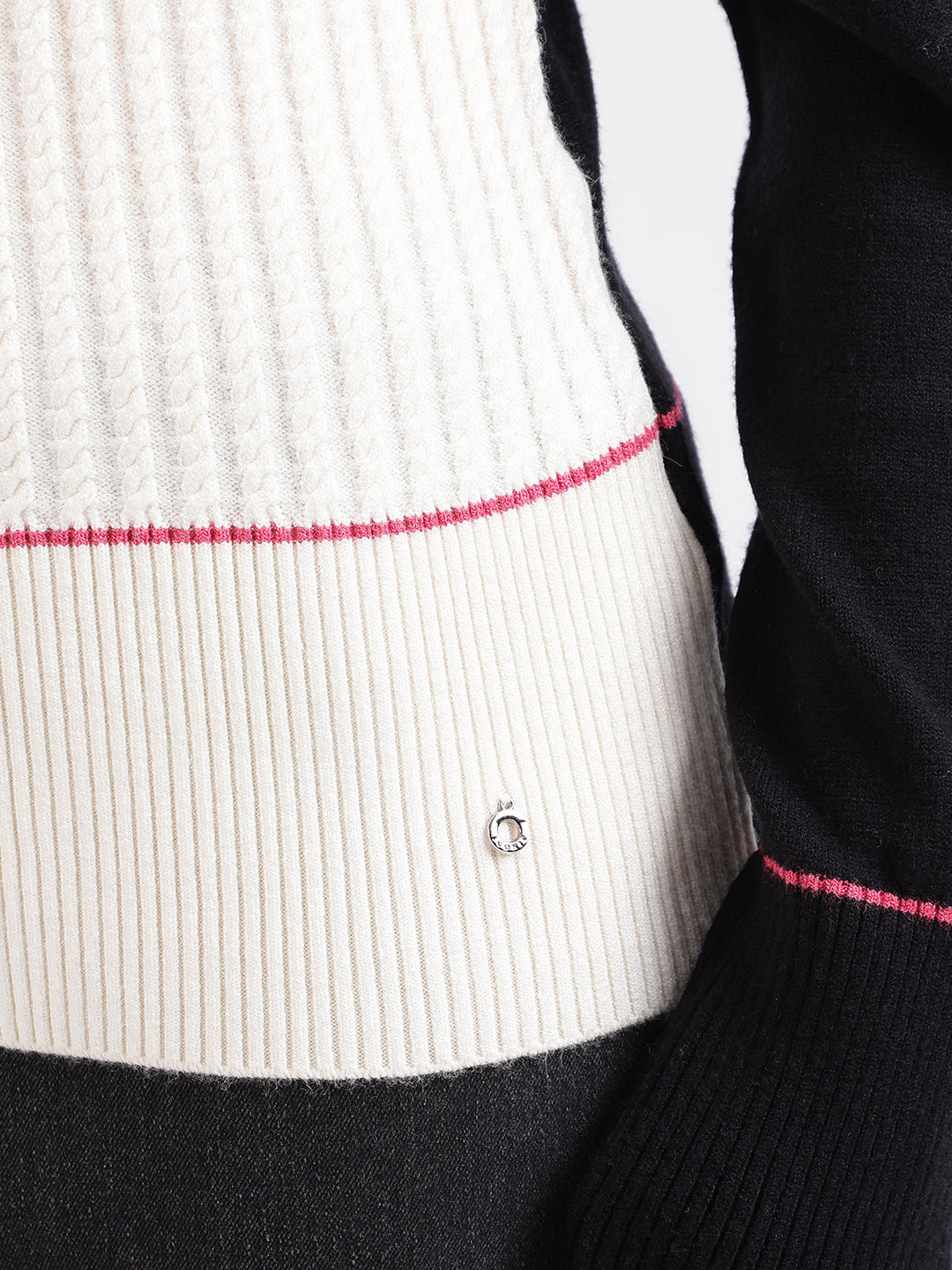 Iconic Women Colour blocked Full Sleeves High Neck Sweater