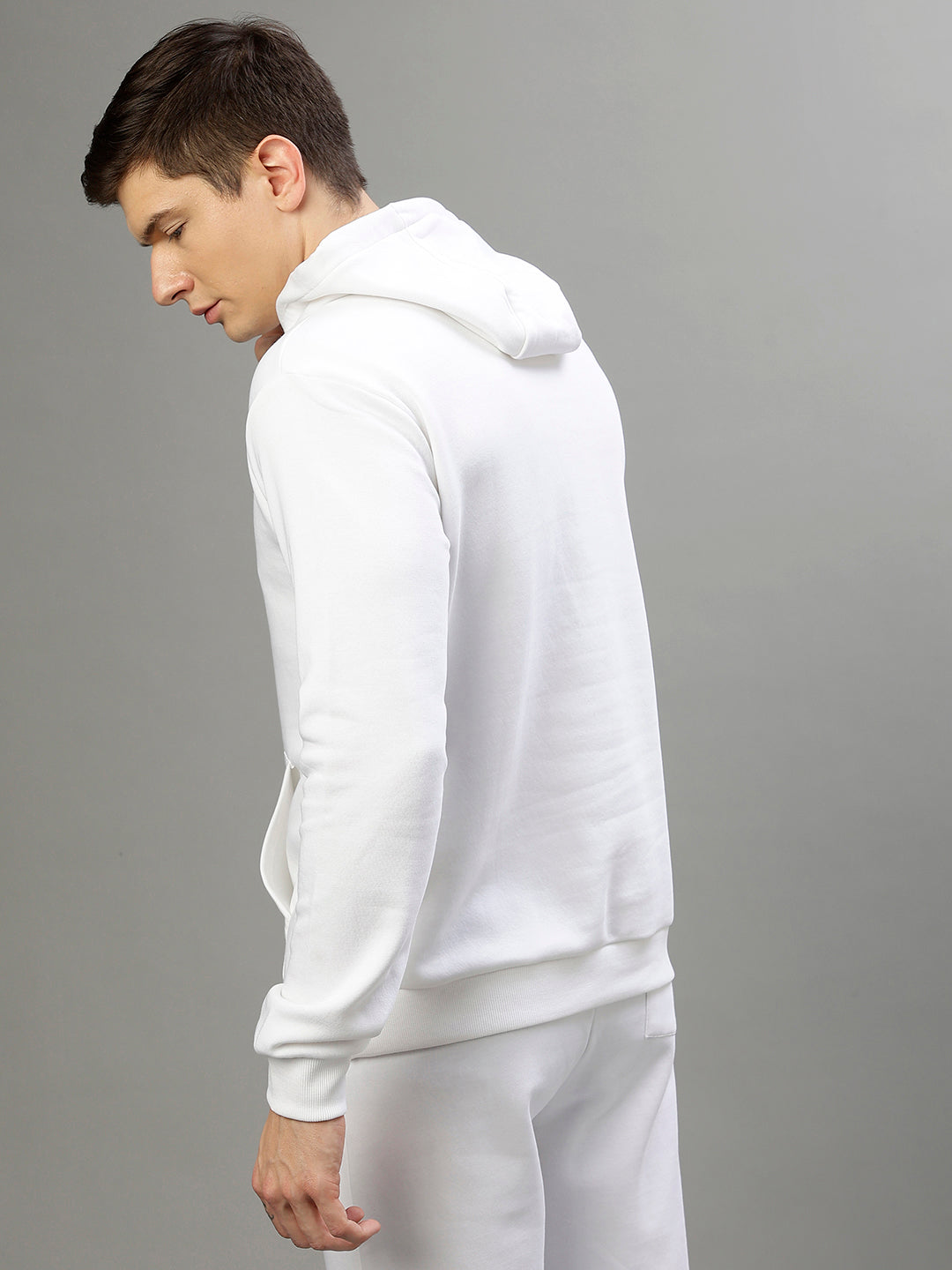 Lindbergh Men Solid Hooded Full Sleeves Sweatshirt