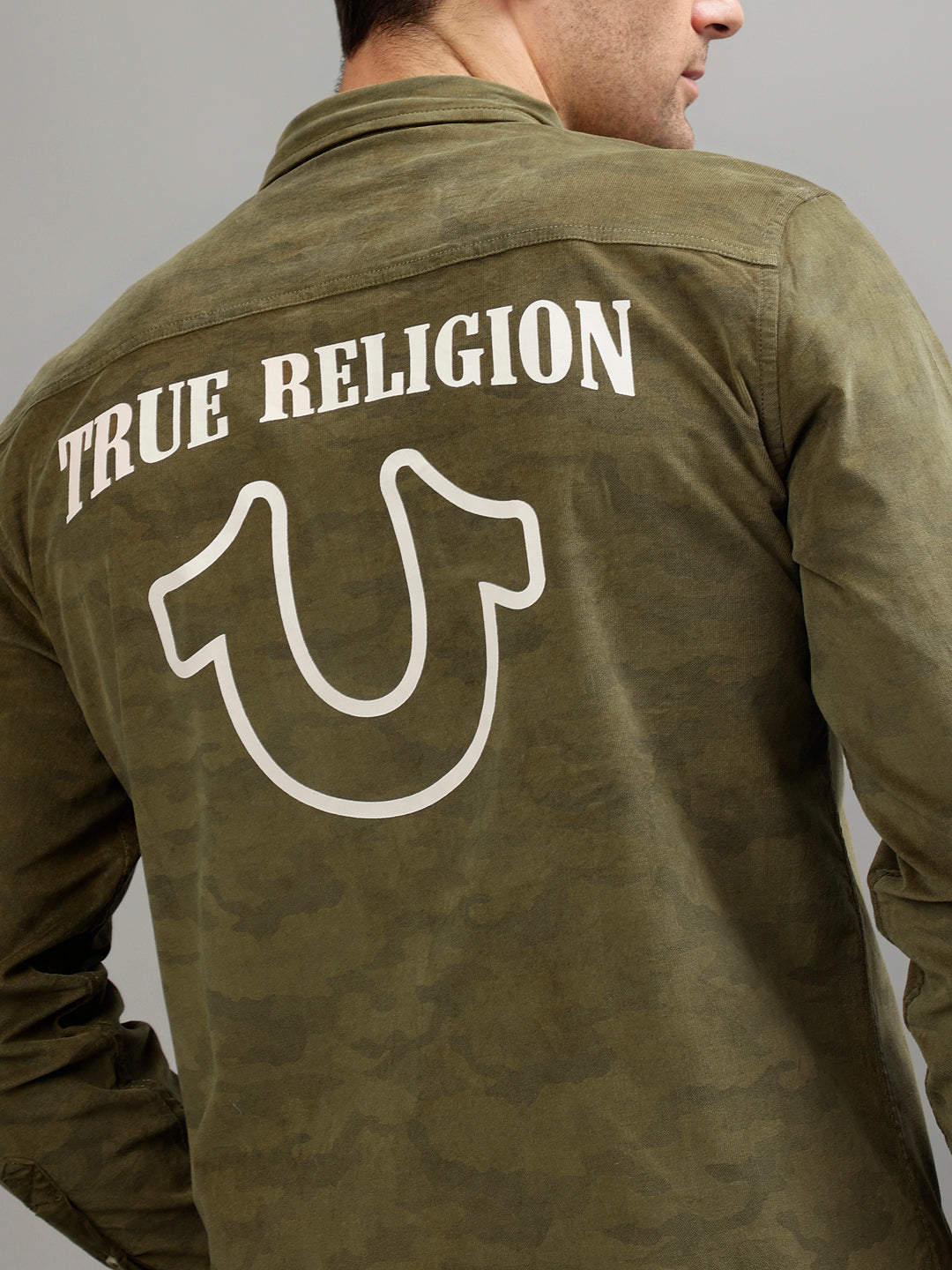 True Religion Olive Fashion Printed Regular Fit Shirt