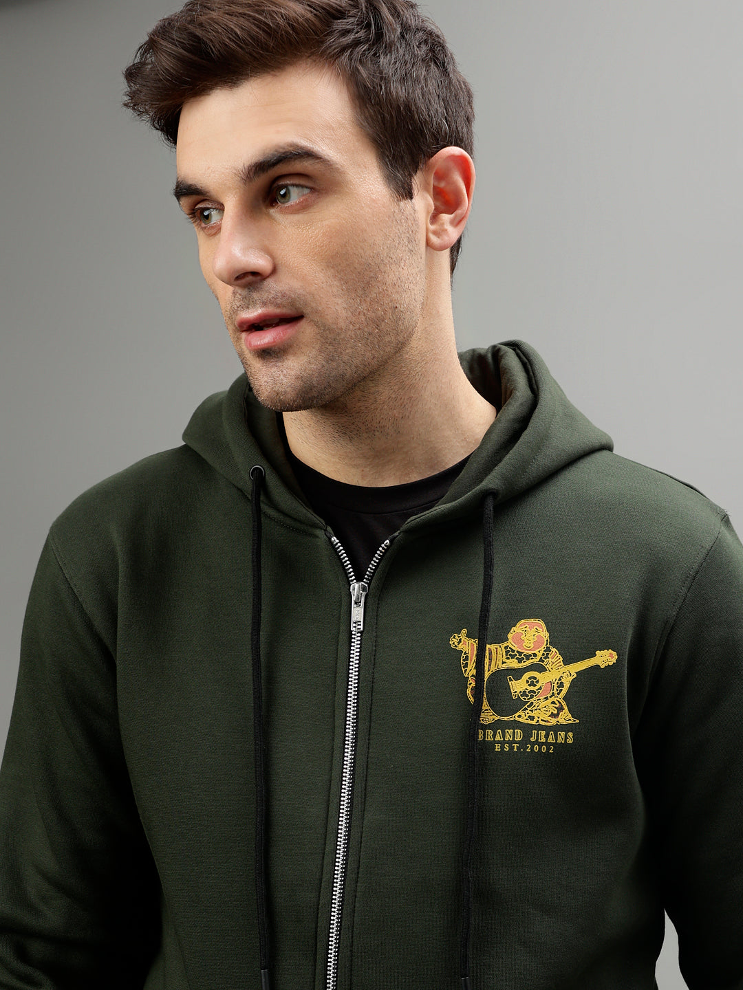 True Religion Men Solid Hooded Full Sleeves Sweatshirt