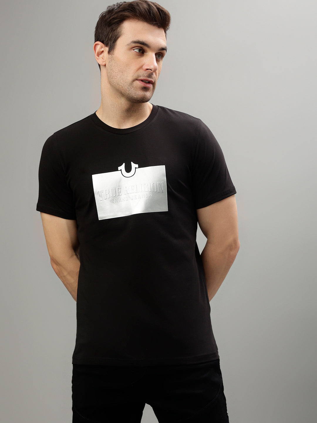 True Religion Black Fashion Printed Regular Fit T-Shirt