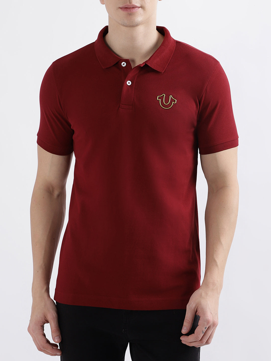 True Religion Maroon Fashion Regular Fit Polo T-Shirt