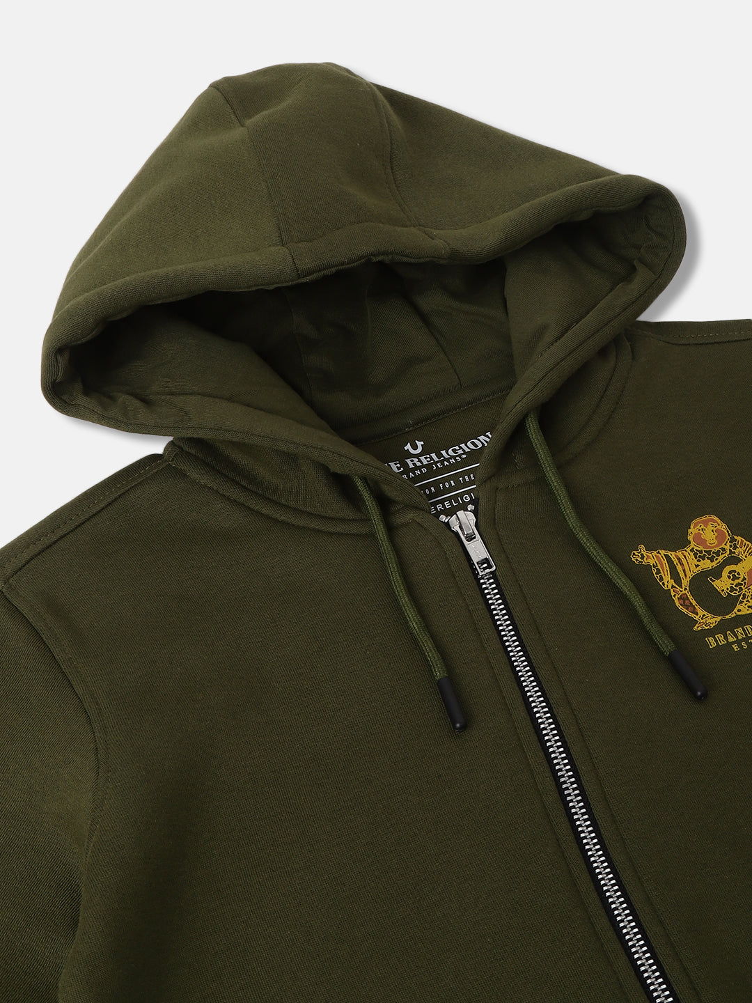 True Religion Olive Boys Solid Hooded Long Sleeves Sweatshirt