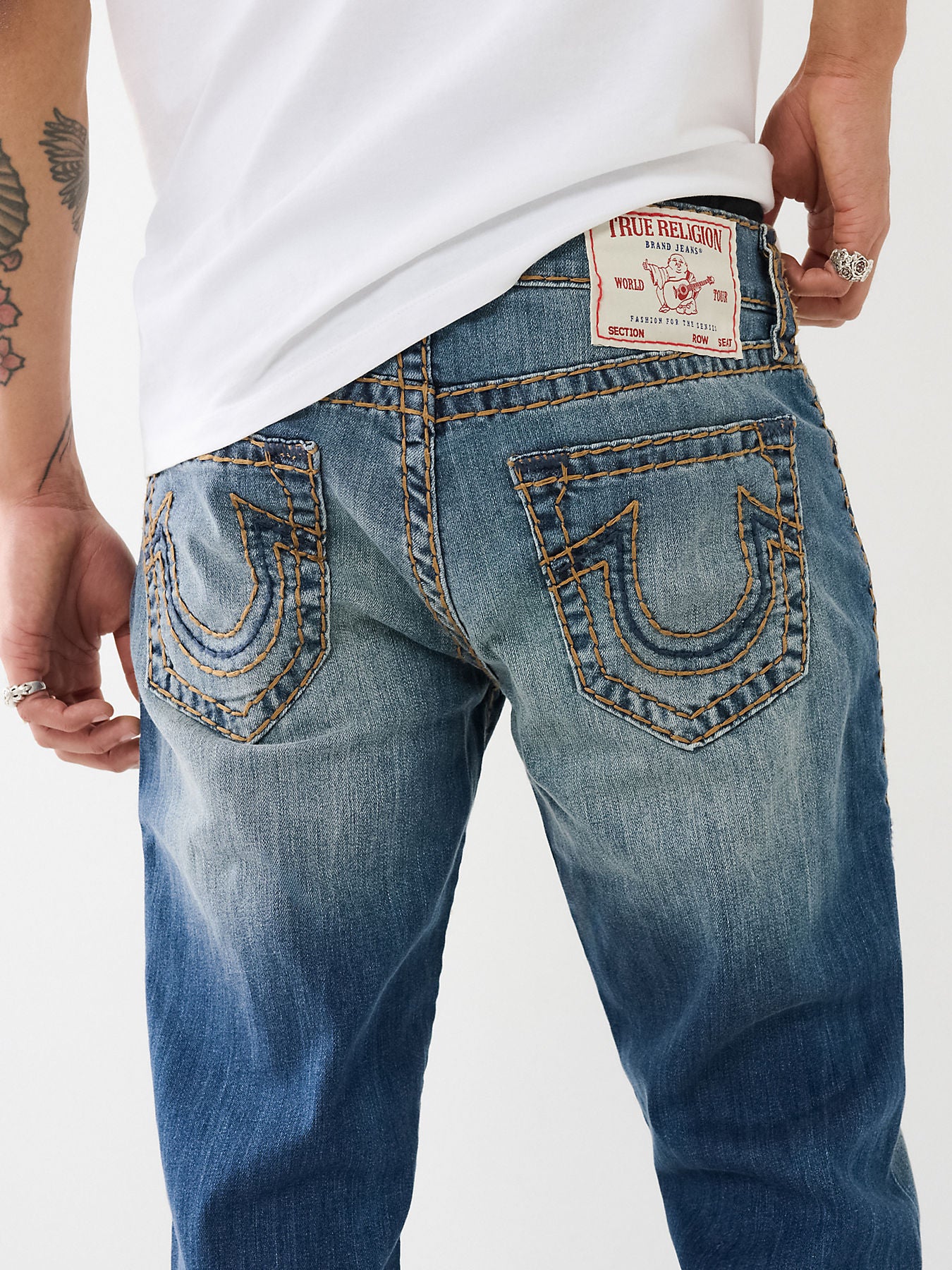Shop True Religion Men Blue Super T Skinny Fit Faded Jeans Online