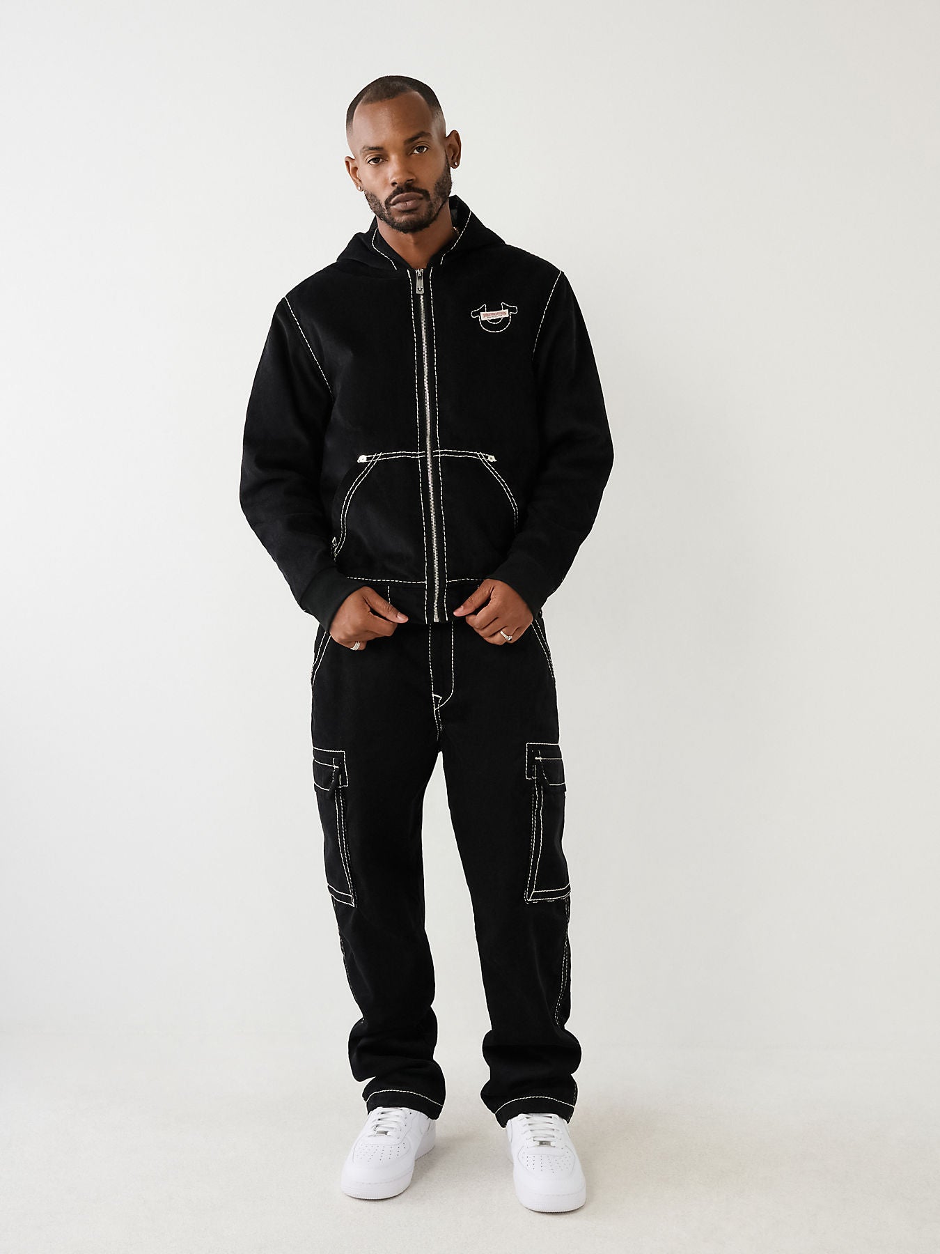 True Religion Men Black Corduroy Big T Relaxed Fit Jeans