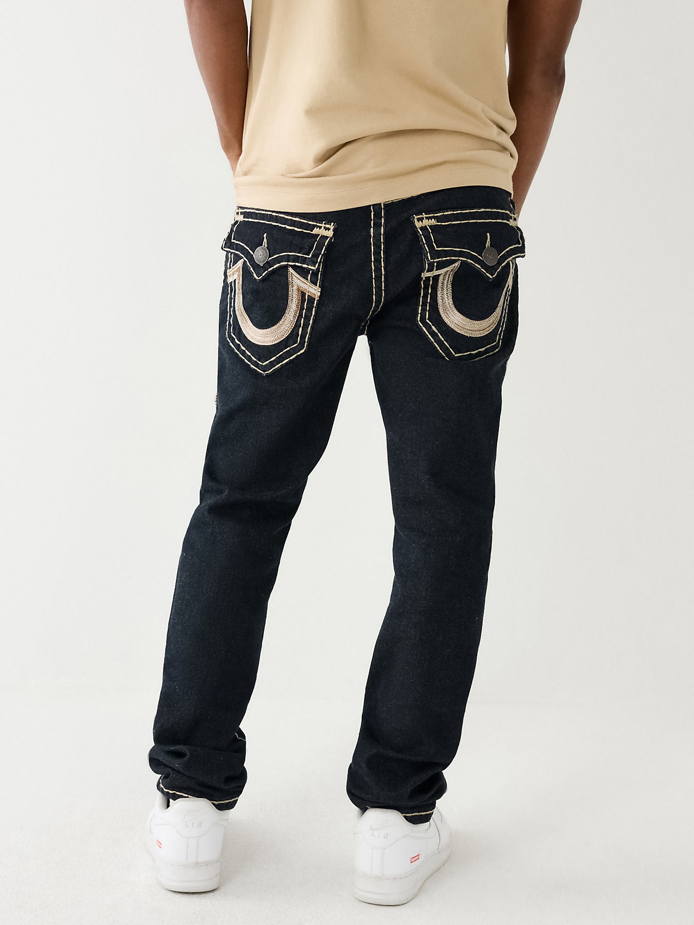 True Religion Men Rocco Blue Solid Slim Fit Jeans