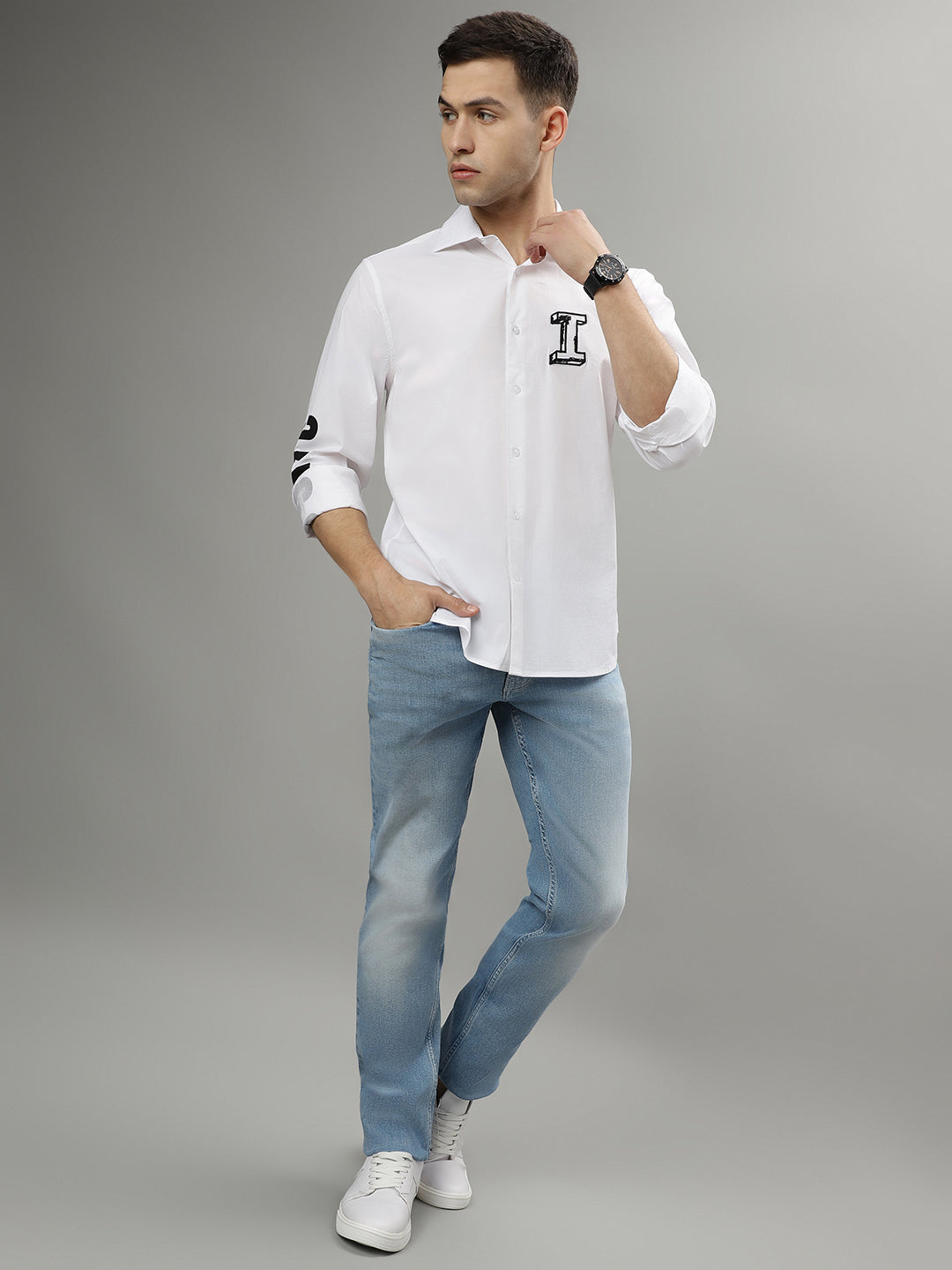 Iconic Men Blue Washed Mid-Rise Slim Fit Jeans