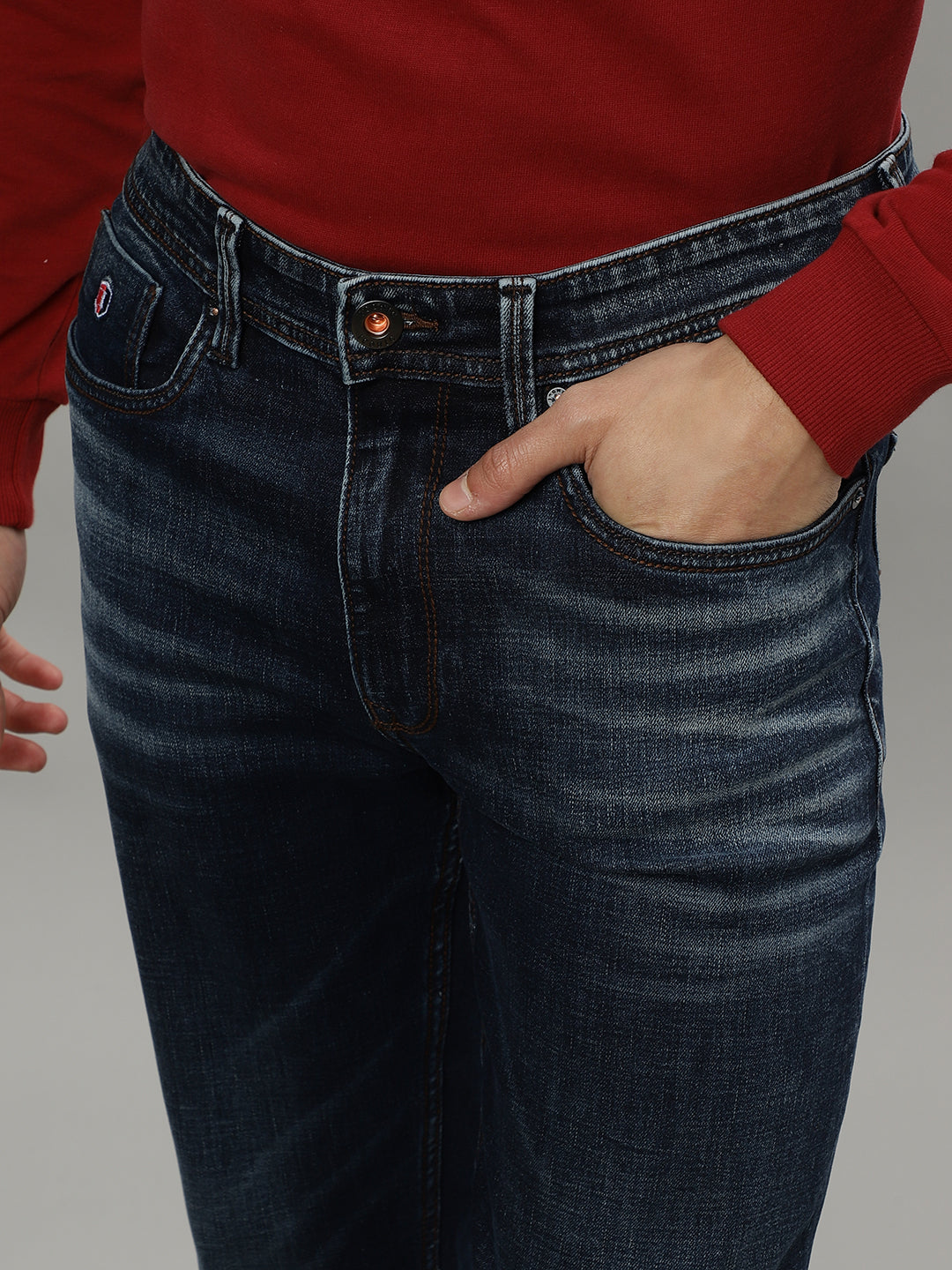 Iconic Men Blue Solid Mid-Rise Bootcut Jeans