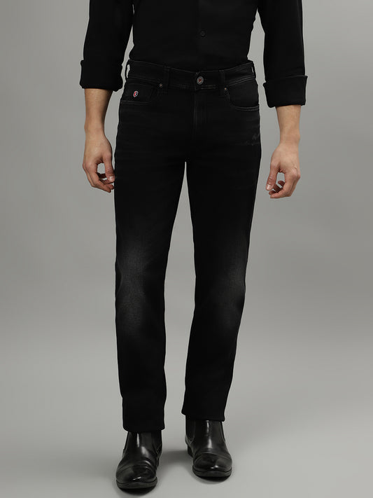 Iconic Men Black Washed Mid-Rise Slim Fit Jeans