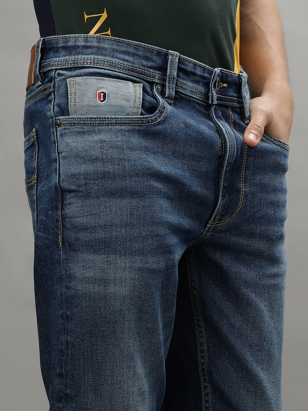 Iconic Men Blue Washed Mid-Rise Skinny Fit Jeans