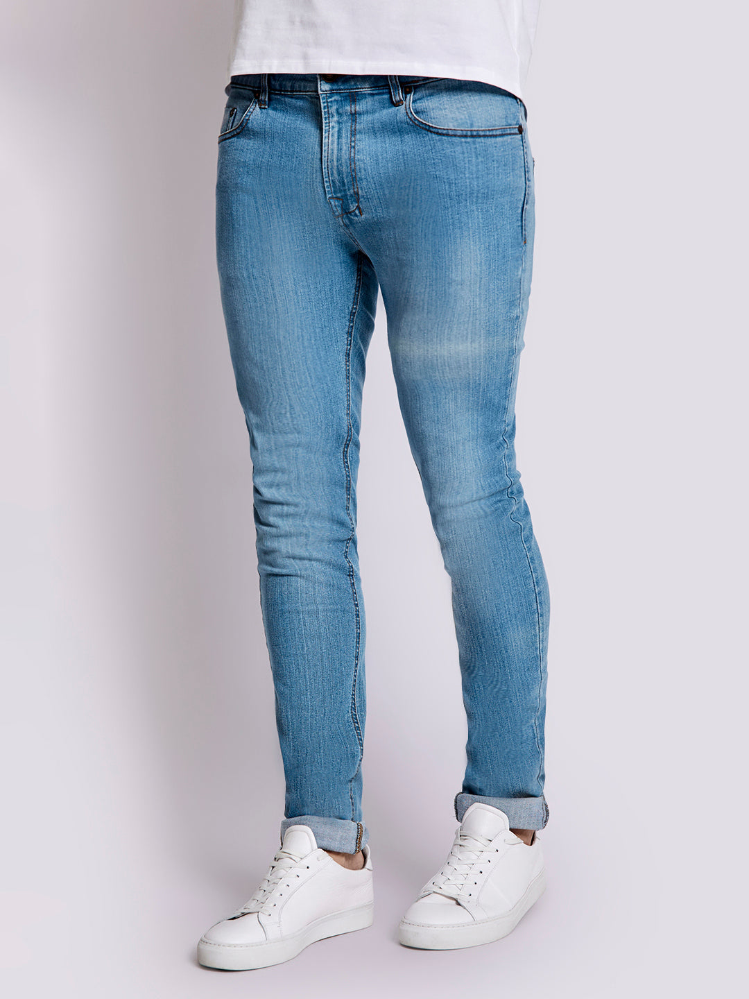 Shop Bruun Stengade Men Blue Solid Slim Fit Jeans Online