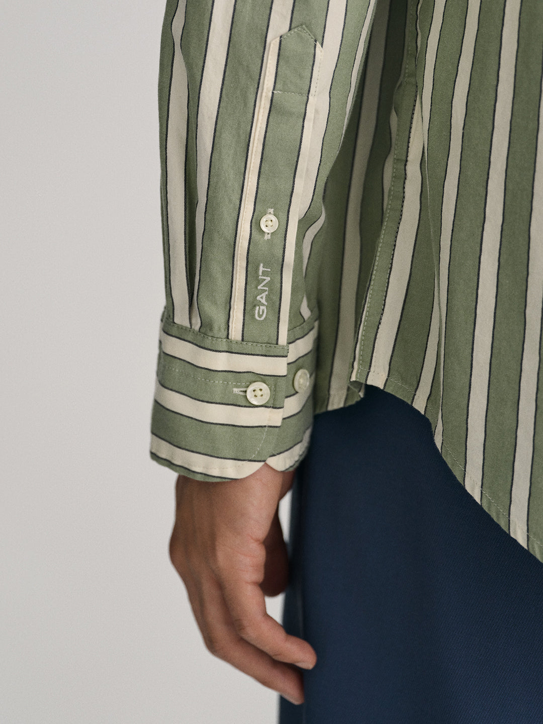Gant Green Oxford Striped Tailored Fit Shirt