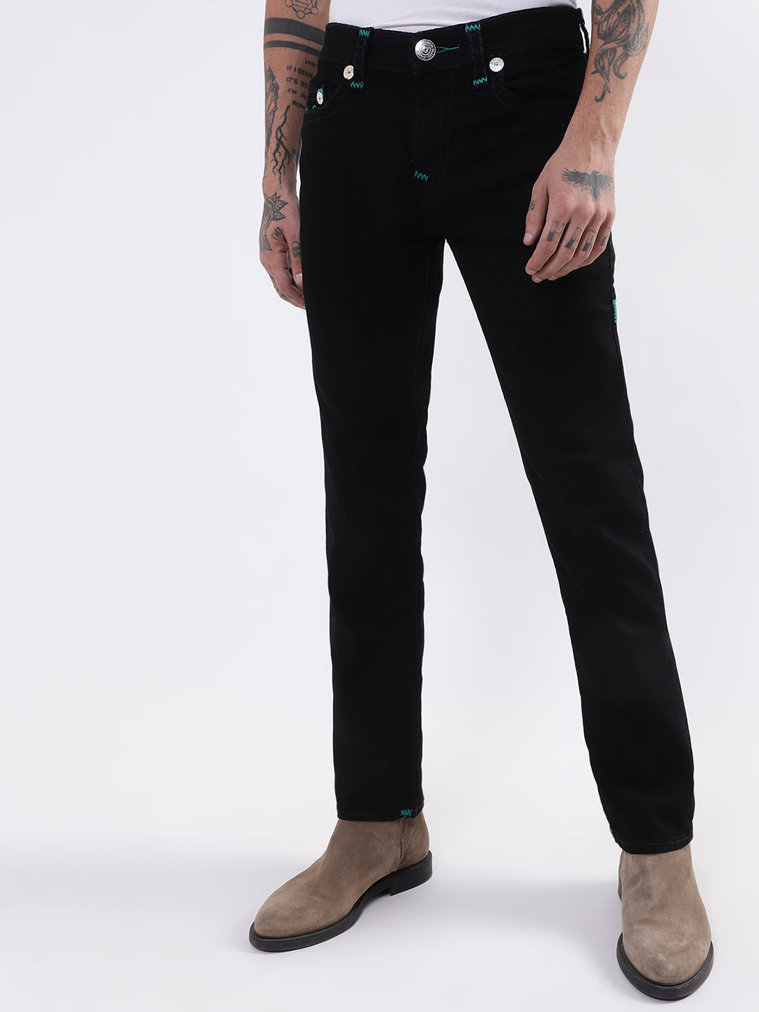 True Religion Super T Skinny Black Lightly Washed Mid Rise Jeans