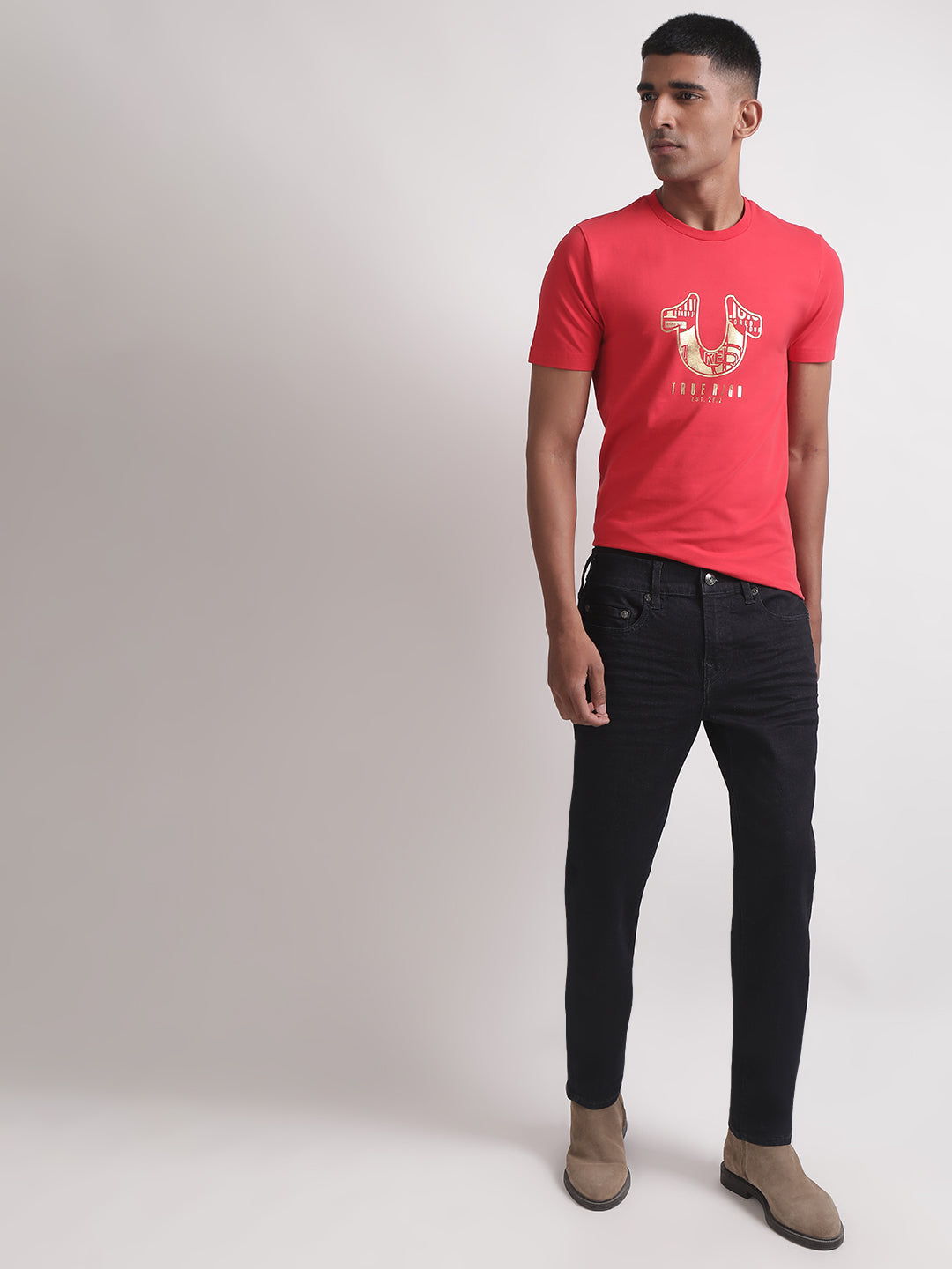 True Religion Red Logo Regular Fit T-Shirt