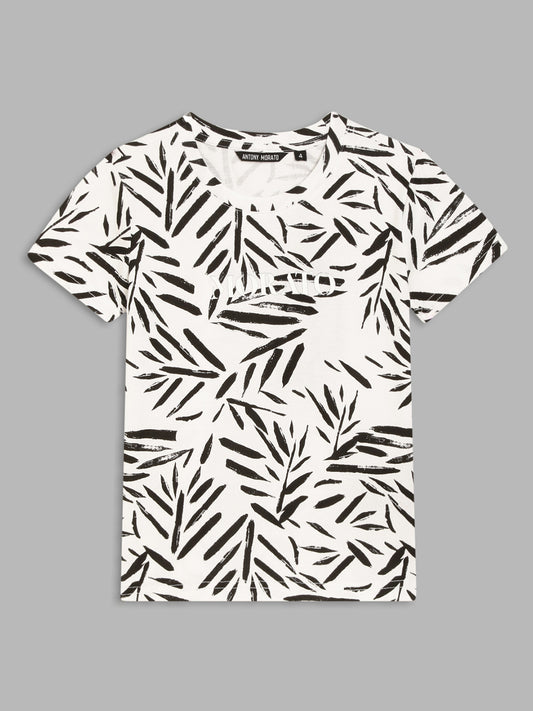 Antony Morato Kids White & Black Printed Regular Fit T-Shirt