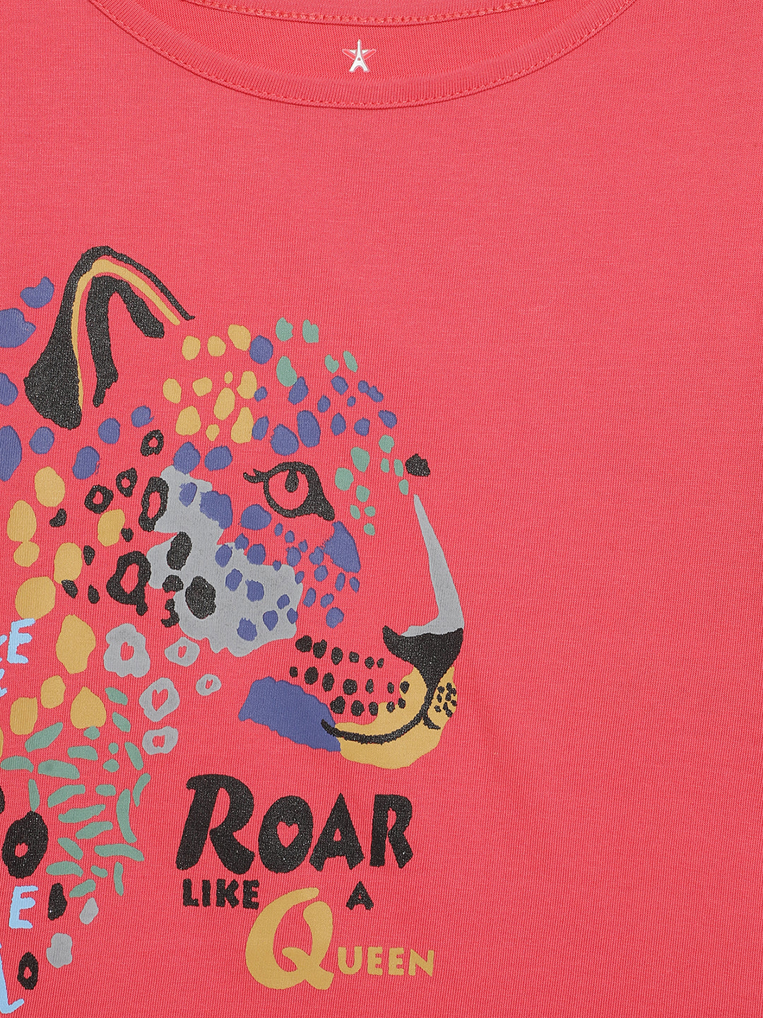 Elle Girls Coral Solid Round Neck Top