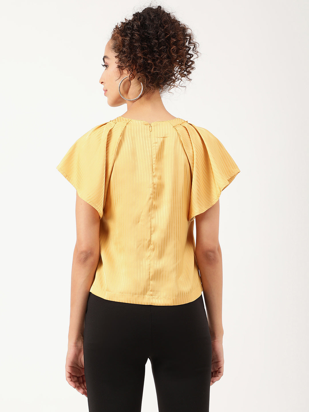 Centre Stage Women Yellow Striped Round Neck Top