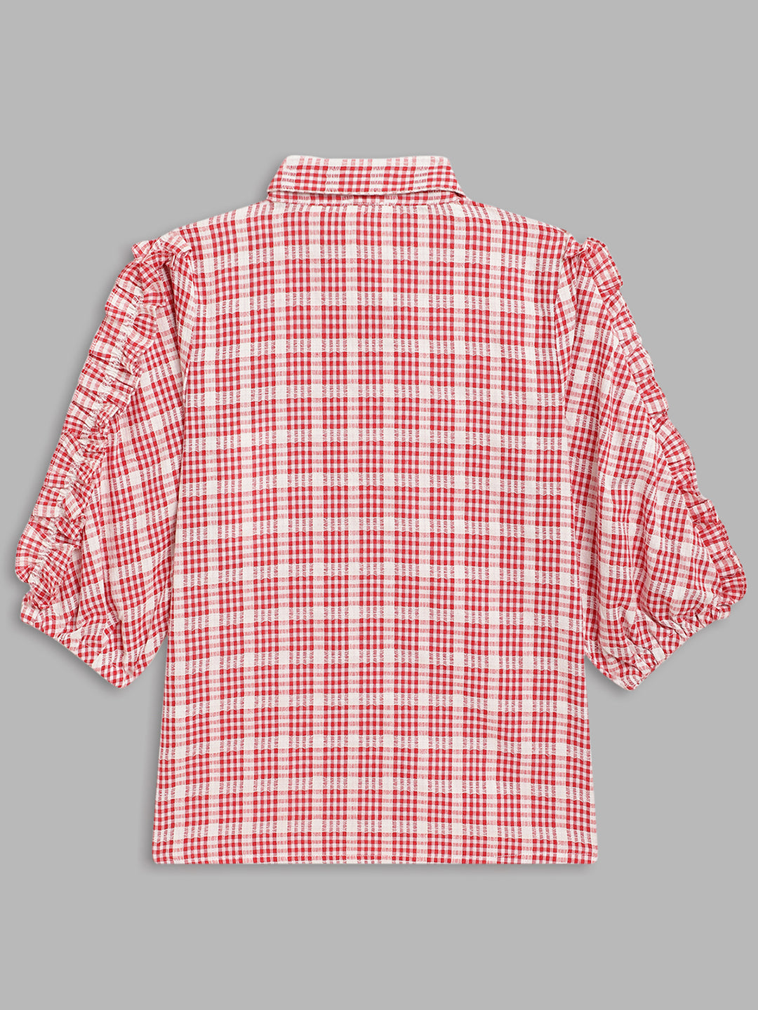 Elle Kids Girls Red Checked Collar Top