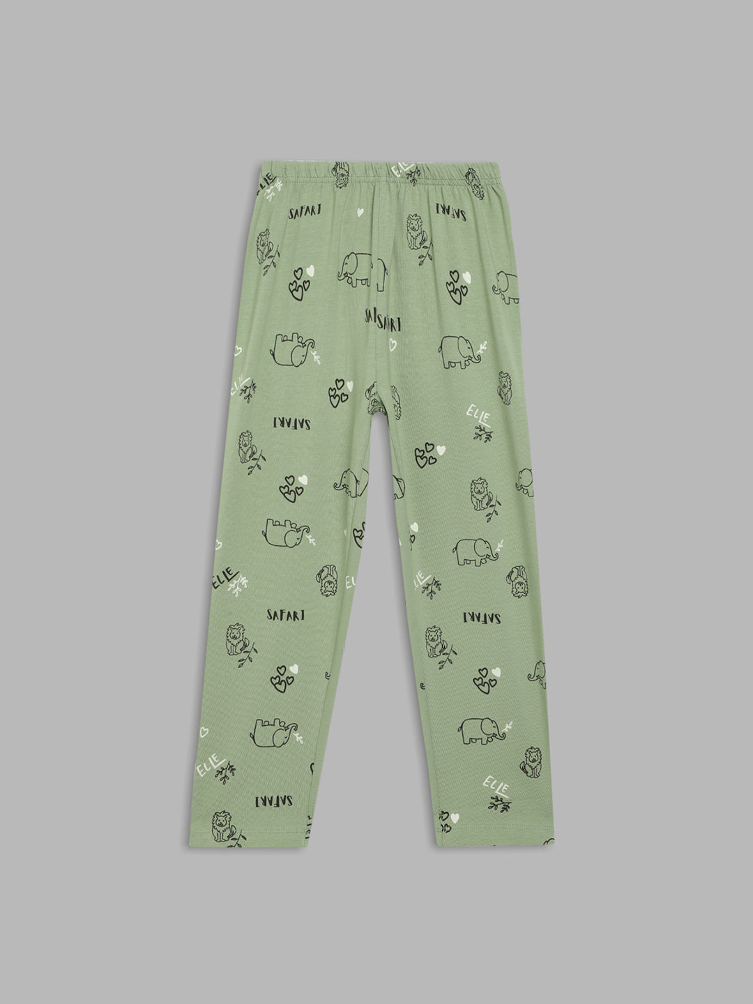 Elle Girls Olive Printed Regular Fit Legging