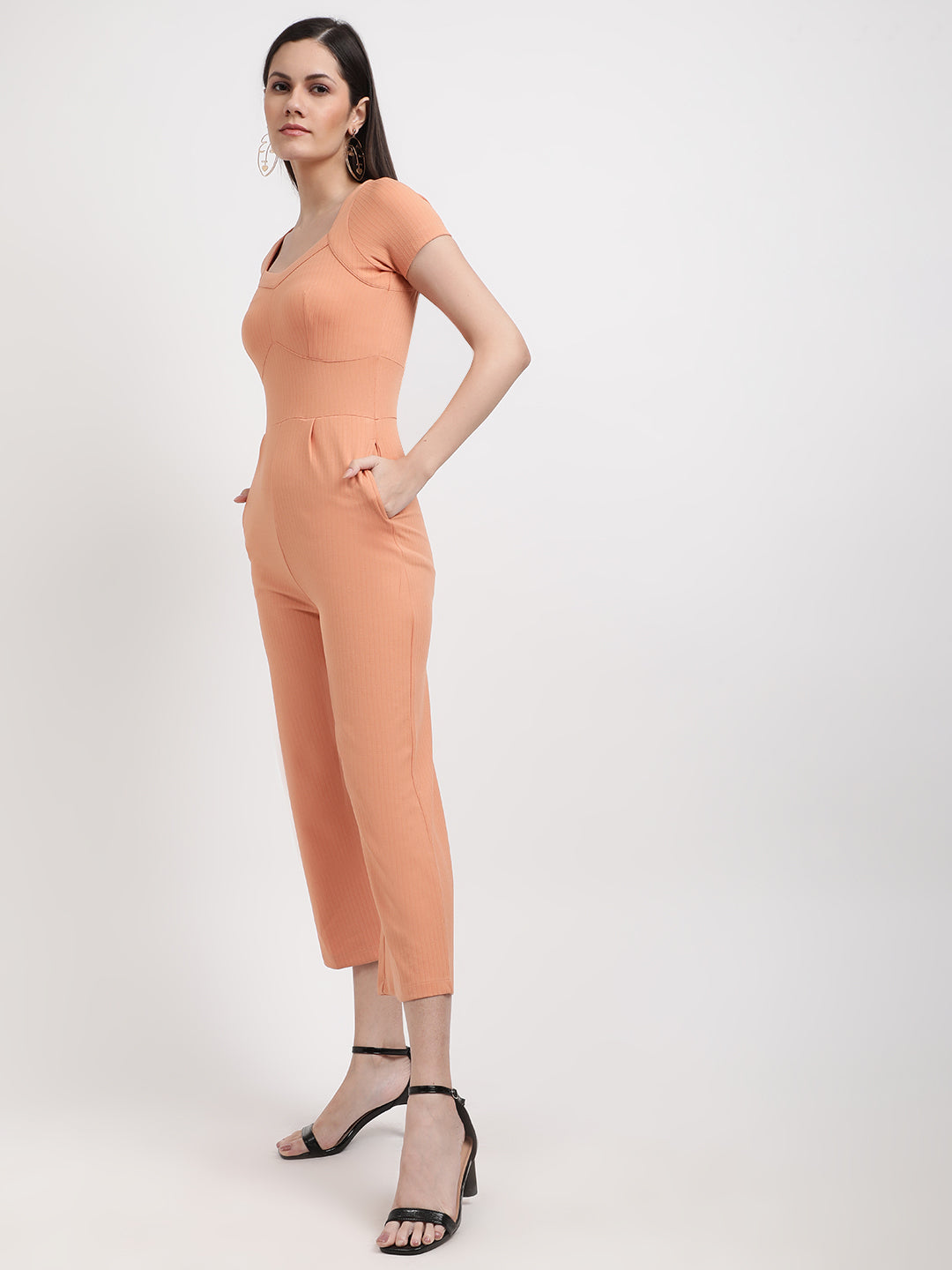 Centre Stage Women Orange Solid Jumpsuit