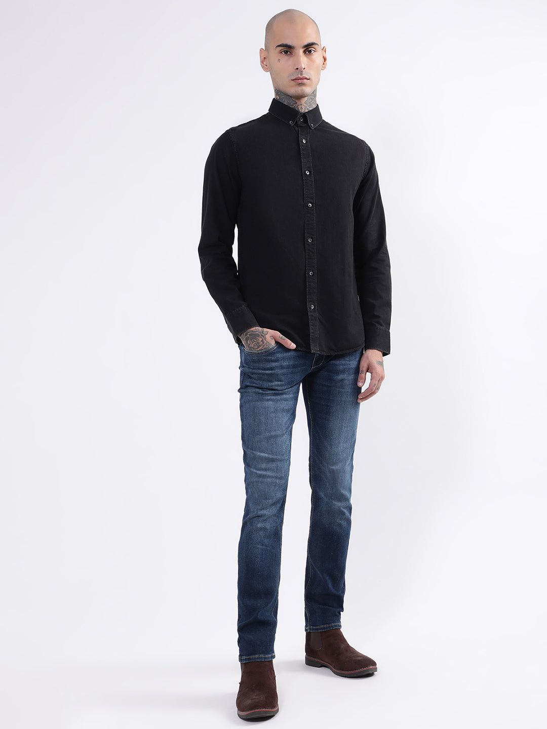 Bruun & Stengade Mens Black Solid Shirt