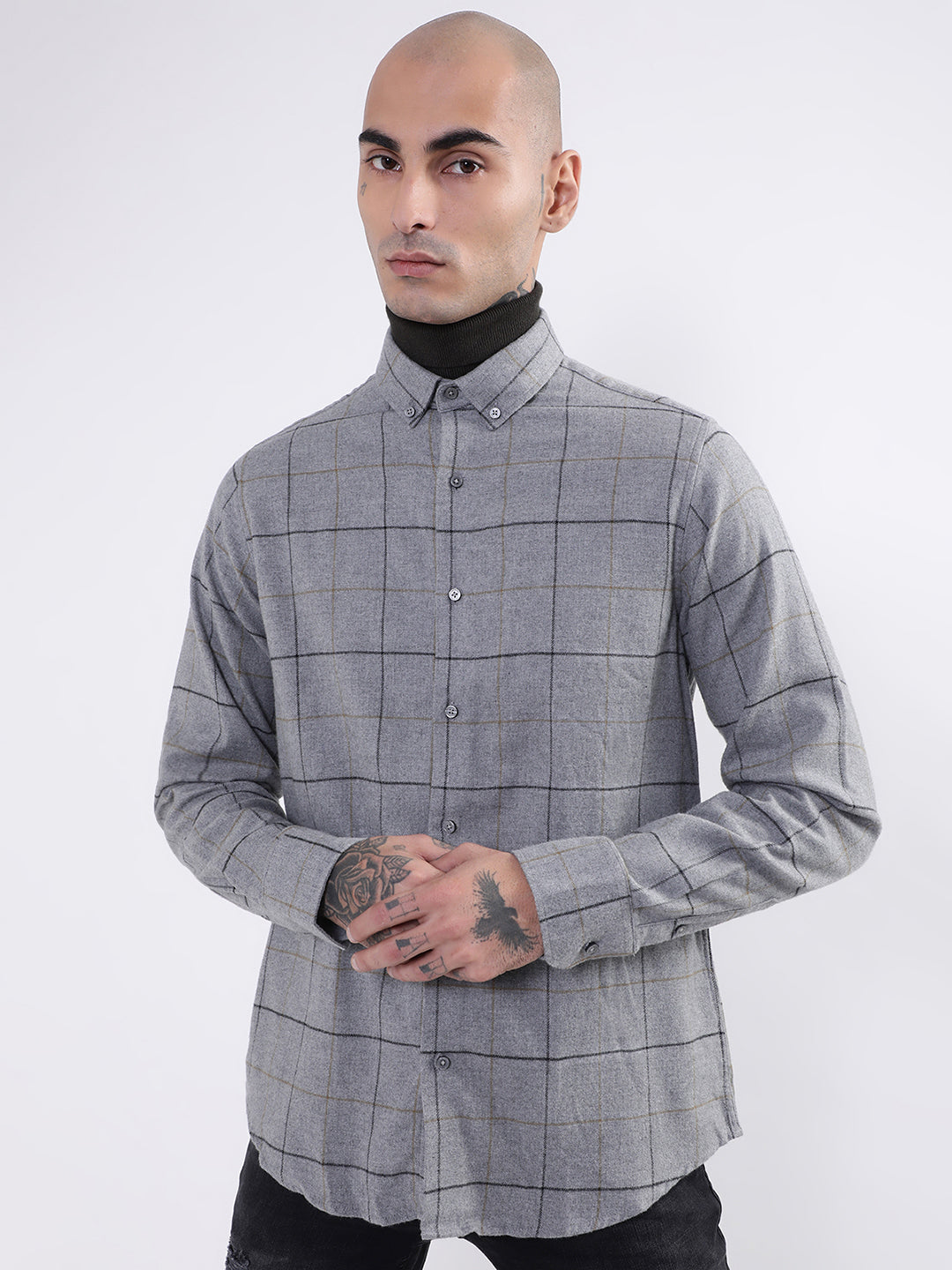 Bruun & Stengade Mens Grey Checkered Shirt