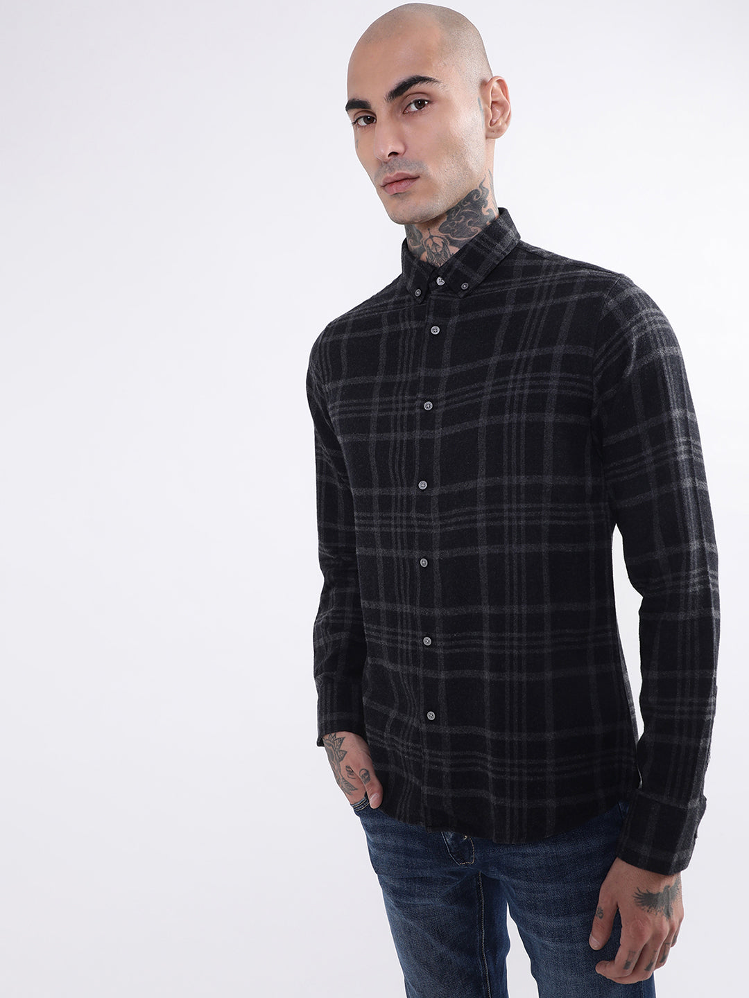 Bruun & Stengade Mens Black Checkered Shirt