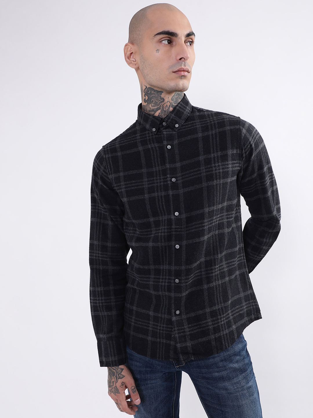 Bruun & Stengade Mens Black Checkered Shirt