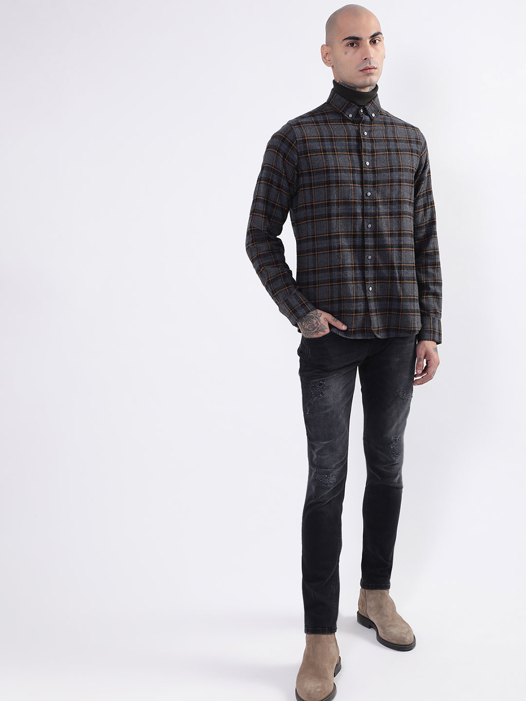 Bruun & Stengade Men Grey Solid Shirt