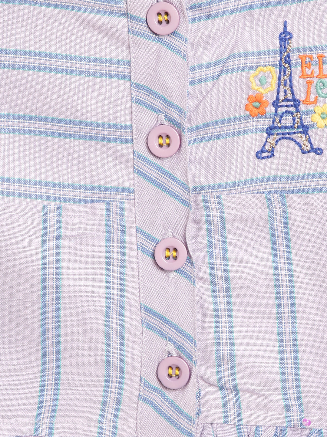 Elle Kids Girls Lilac Striped Square Neck Top