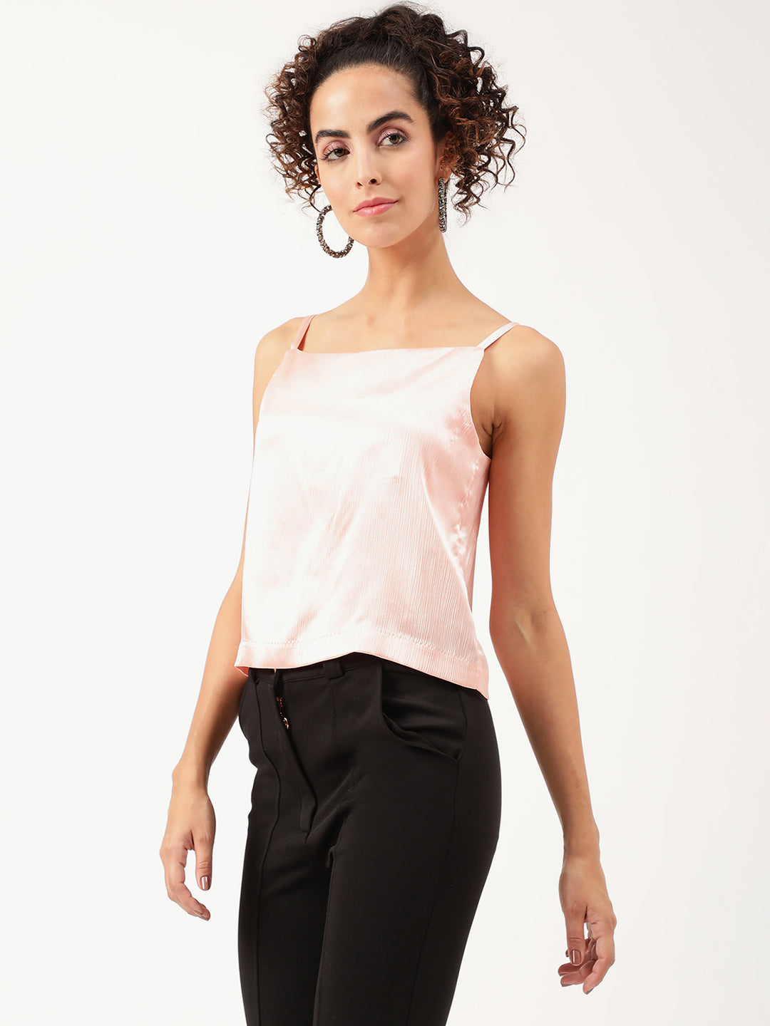 Centre Stage Women Pink Solid Scoop Neck Top