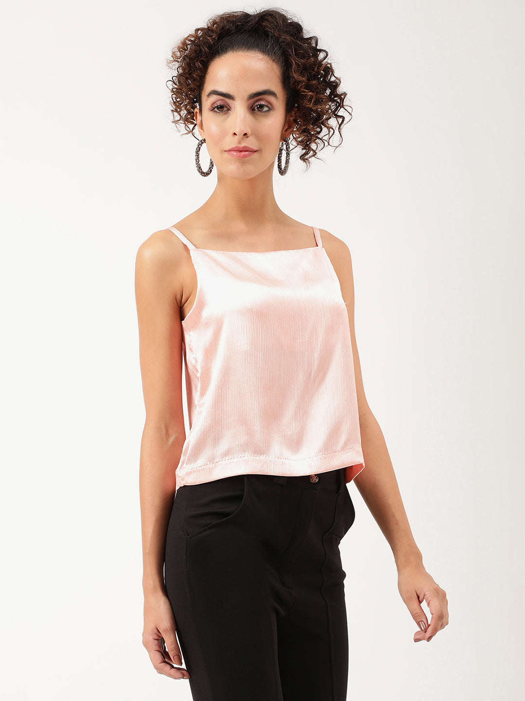 Centre Stage Women Pink Solid Scoop Neck Top