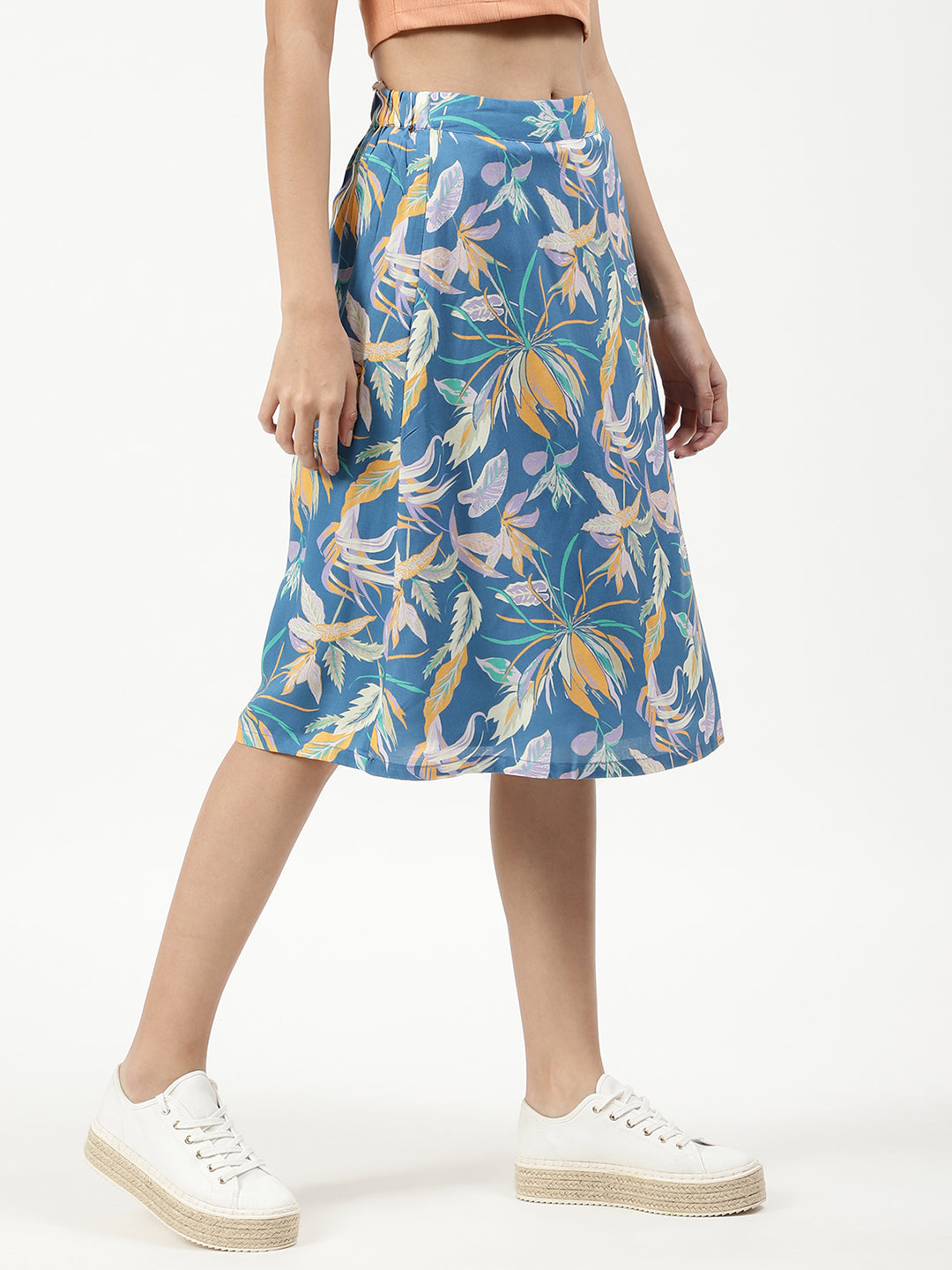 Elle Women Multi Printed Flared Skirt