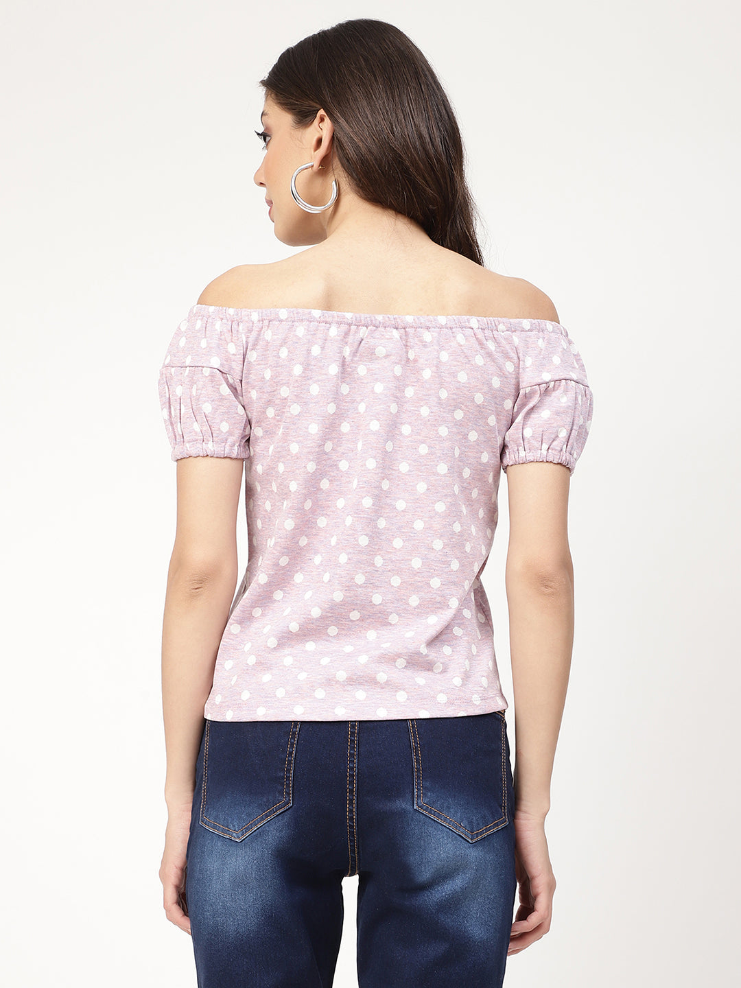 Elle Purple Polka Dot Semi Fitted Top