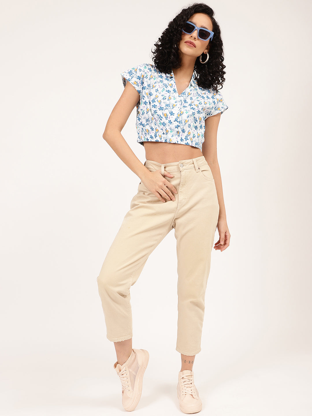 Elle Women Multi Printed V Neck Top