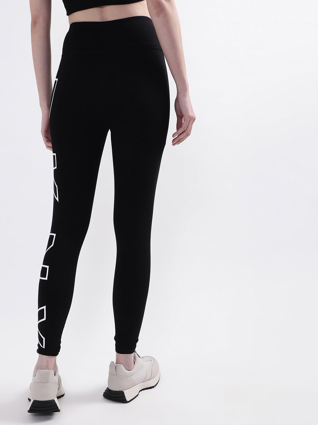 DKNY Women Black Self Design Regular Fit Leggings