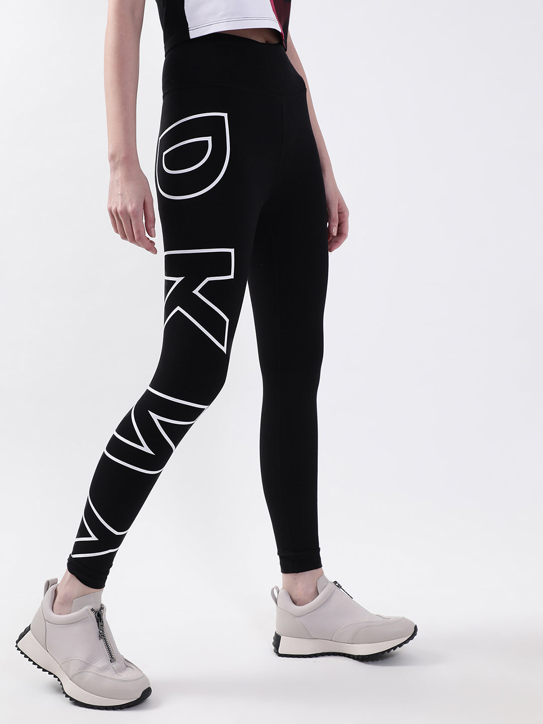 DKNY Women Black Self Design Regular Fit Leggings