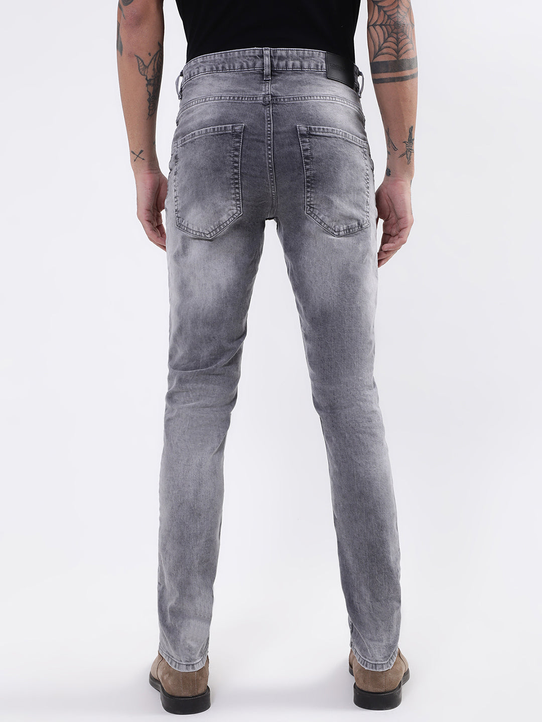 Lindbergh Men Grey Solid Regular Fit Jeans