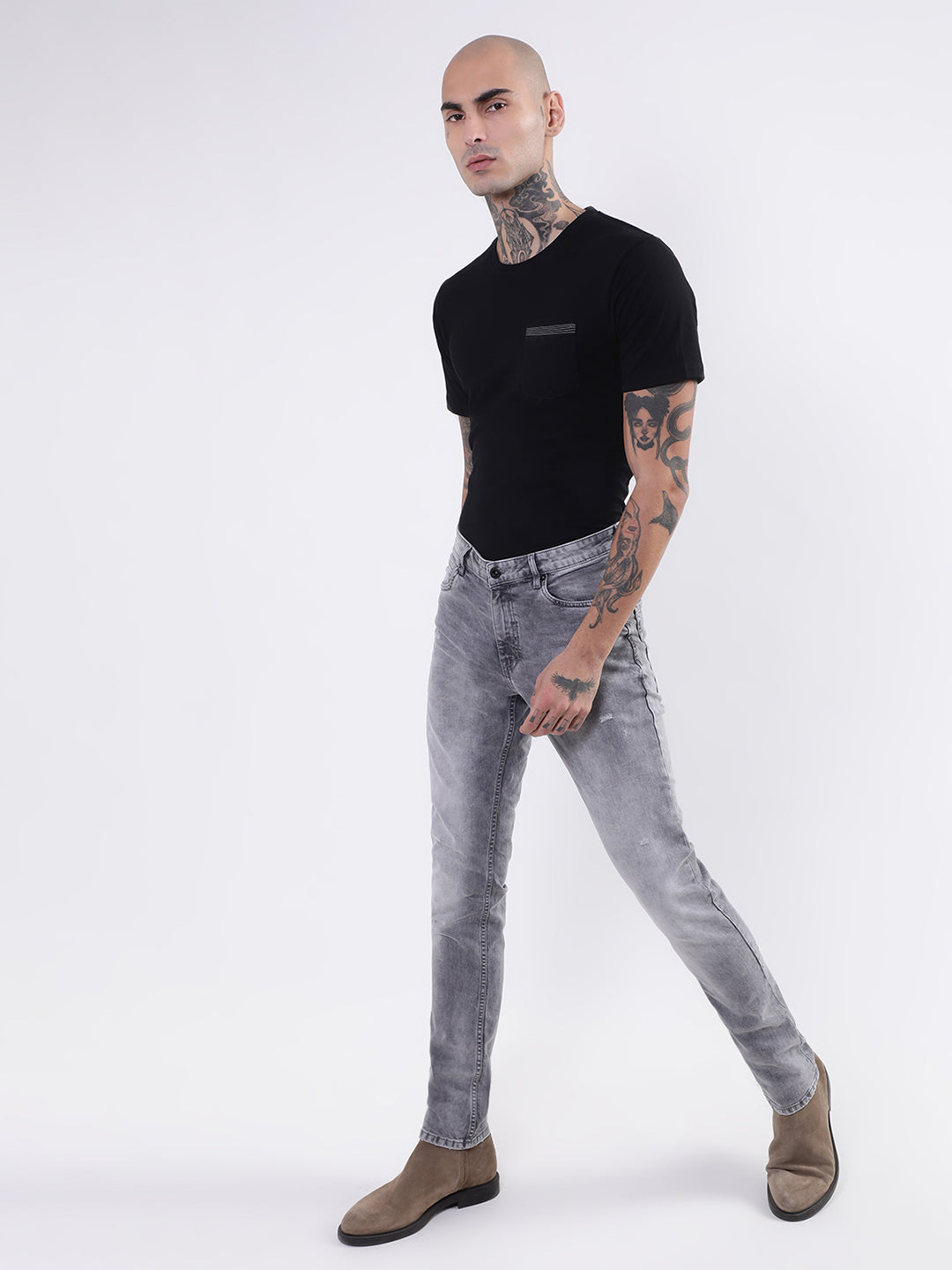 Lindbergh Men Grey Solid Regular Fit Jeans